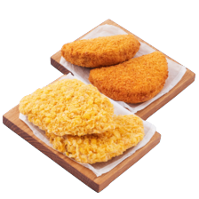 Kipschnitzel
naturel, saté of krokant,
kipburger
of kip cordon bleu
2 pakjes van 2 stuks à 100-125 gram